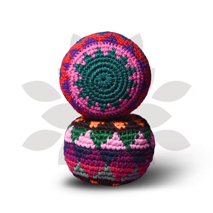 Hand Knit Multicolor Hacky Sack Foot Bag Stress Ball Crochet Bocce Ball - Guatemala