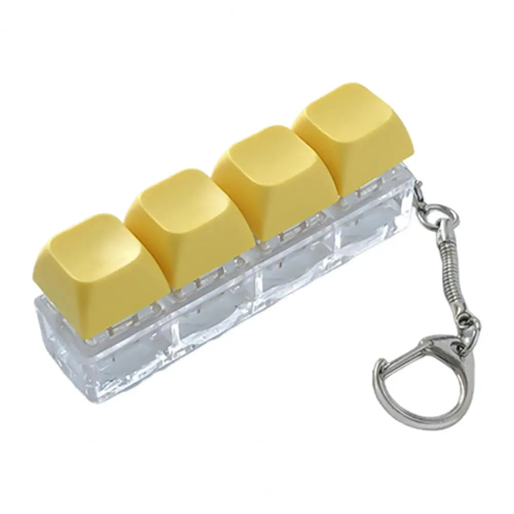 Mechanical Keyboard Fidget Keychain Stress Anxiety Relief Portable Travel Quiet Kids Adults 4 Keys Clicking Sensory Keycap Toy