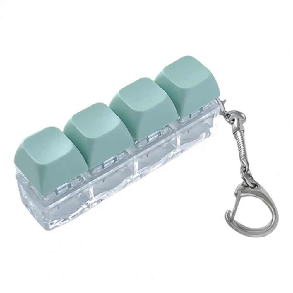 Mechanical Keyboard Fidget Keychain Stress Anxiety Relief Portable Travel Quiet Kids Adults 4 Keys Clicking Sensory Keycap Toy