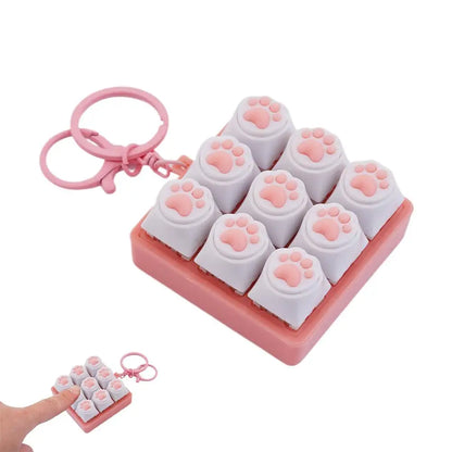 Keyboard Key Fidget Keychain Decompression DIY Keycaps Cat Paw Button Keycap Clicker Toy Relaxing Sensory Play