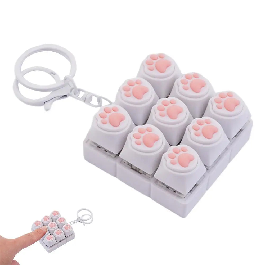 Keyboard Key Fidget Keychain Decompression DIY Keycaps Cat Paw Button Keycap Clicker Toy Relaxing Sensory Play