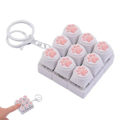 Keyboard Key Fidget Keychain Decompression DIY Keycaps Cat Paw Button Keycap Clicker Toy Relaxing Sensory Play