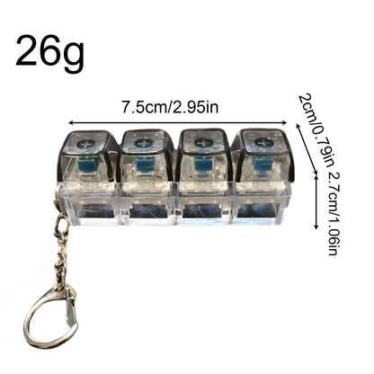 Keyboard Fidget Toy LED Keyboard Keychain Crystal Clicker Sensory Toy for Stress Relief Keyboard Keychain Fidget Gadget Portable
