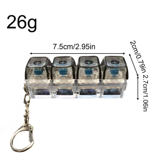 Keyboard Fidget Toy LED Keyboard Keychain Crystal Clicker Sensory Toy for Stress Relief Keyboard Keychain Fidget Gadget Portable