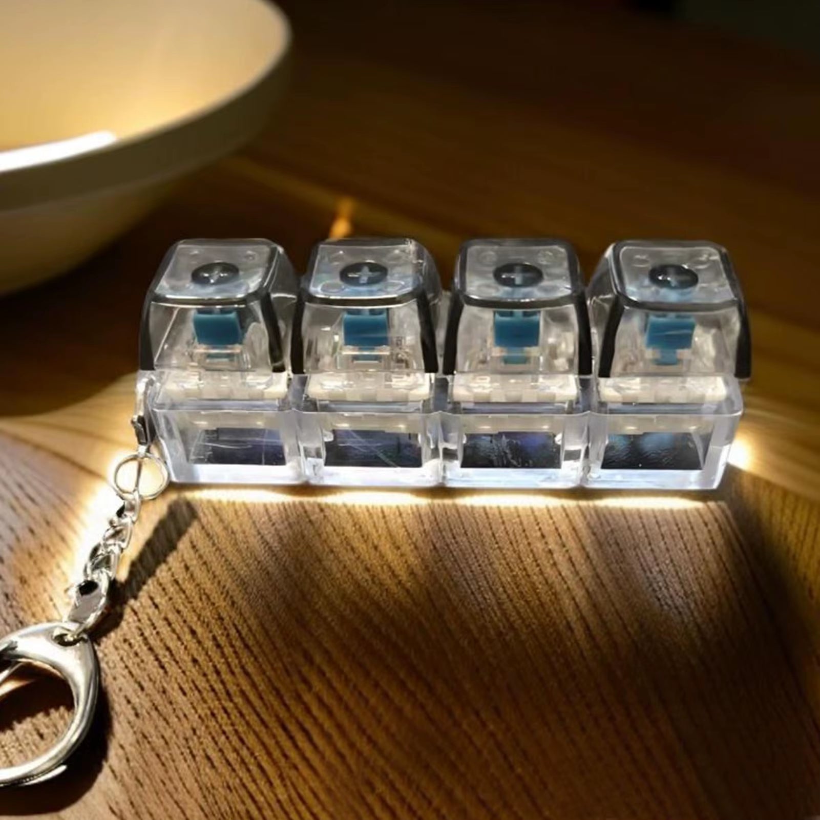 Keyboard Fidget Toy LED Keyboard Keychain Crystal Clicker Sensory Toy for Stress Relief Keyboard Keychain Fidget Gadget Portable