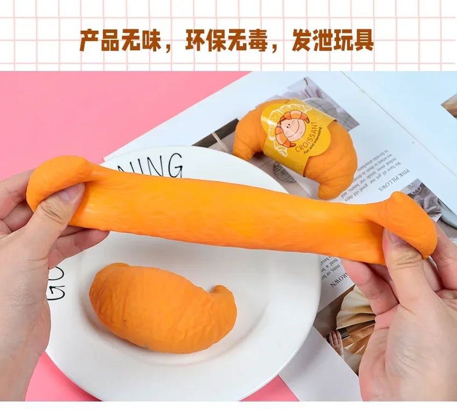 Fun Realistic Croissant Toy Pinch Squeeze Relief Squishy Stress Cute Lazy Stress Ball Funny Stress Relief Fidget Adult Toy