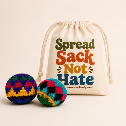 Hand Knit Multicolor Hacky Sack Foot Bag Stress Ball Crochet Bocce Ball - Guatemala