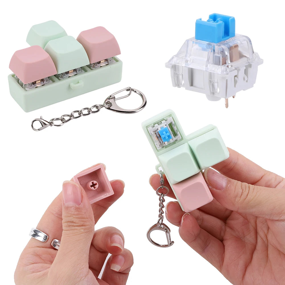4 Keys Keyboard Keycaps Finger Keyboard Fidget S Press Stress Relief DIY Keycaps Keychain Finger Keyboard Caps Fidget