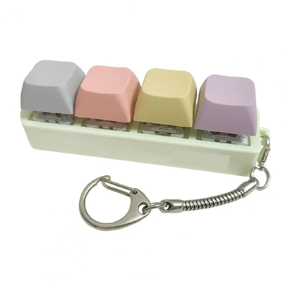 Mechanical Keyboard Fidget Keychain Stress Anxiety Relief Portable Travel Quiet Kids Adults 4 Keys Clicking Sensory Keycap Toy