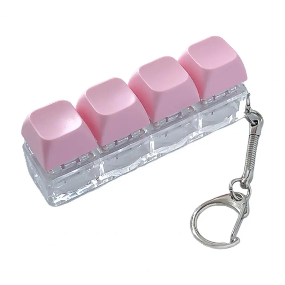 Mechanical Keyboard Fidget Keychain Stress Anxiety Relief Portable Travel Quiet Kids Adults 4 Keys Clicking Sensory Keycap Toy