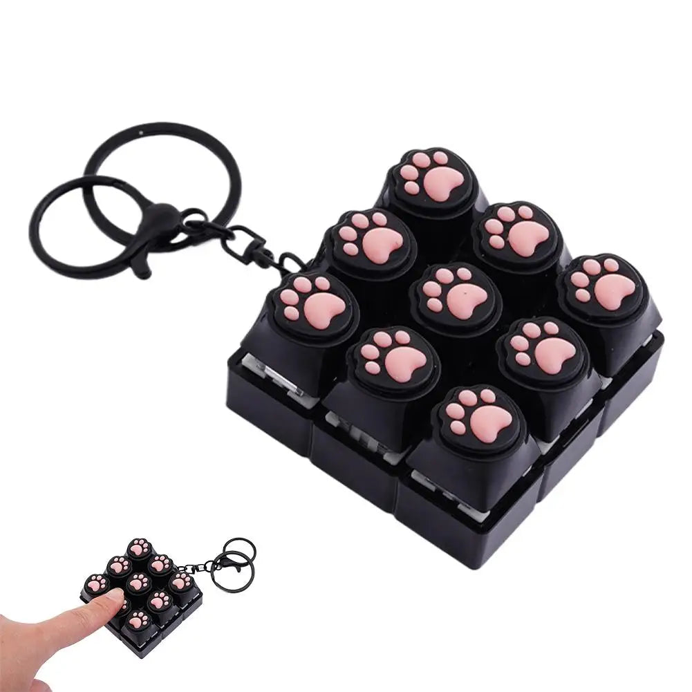 Keyboard Key Fidget Keychain Decompression DIY Keycaps Cat Paw Button Keycap Clicker Toy Relaxing Sensory Play