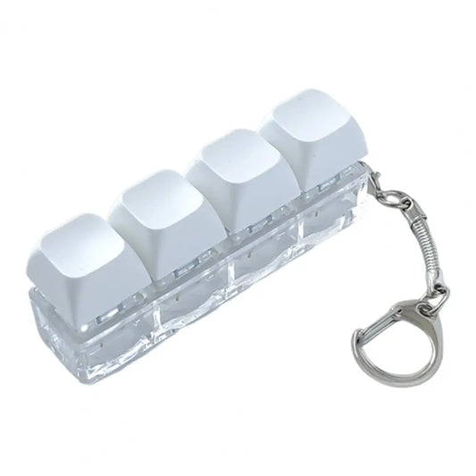Mechanical Keyboard Fidget Keychain Stress Anxiety Relief Portable Travel Quiet Kids Adults 4 Keys Clicking Sensory Keycap Toy