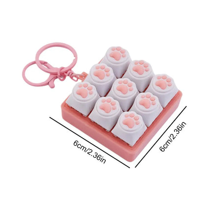 Keyboard Key Fidget Keychain Decompression DIY Keycaps Cat Paw Button Keycap Clicker Toy Relaxing Sensory Play