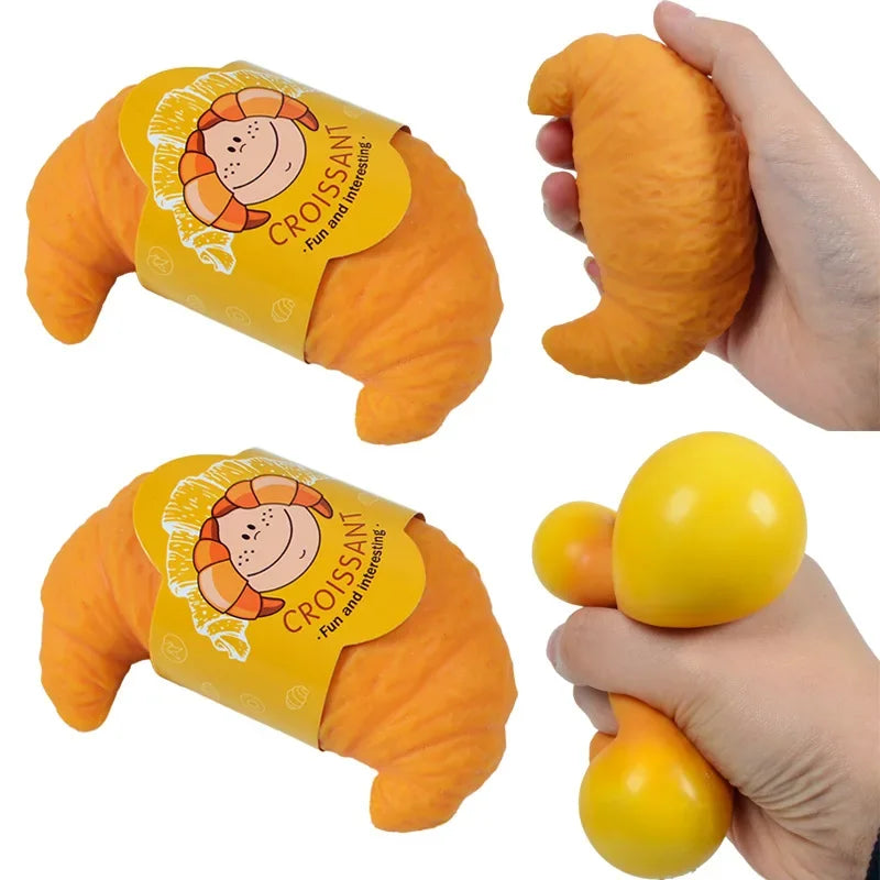 Fun Realistic Croissant Toy Pinch Squeeze Relief Squishy Stress Cute Lazy Stress Ball Funny Stress Relief Fidget Adult Toy