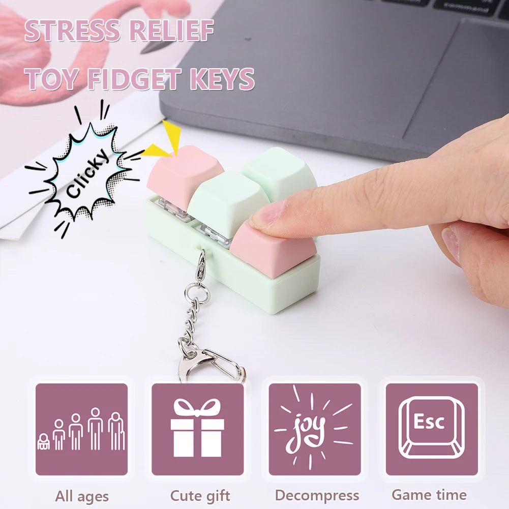 4 Keys Keyboard Keycaps Finger Keyboard Fidget S Press Stress Relief DIY Keycaps Keychain Finger Keyboard Caps Fidget