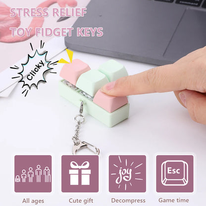 4 Keys Keyboard Keycaps Finger Keyboard Fidget S Press Stress Relief DIY Keycaps Keychain Finger Keyboard Caps Fidget