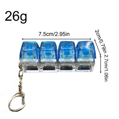 Keyboard Fidget Toy LED Keyboard Keychain Crystal Clicker Sensory Toy for Stress Relief Keyboard Keychain Fidget Gadget Portable