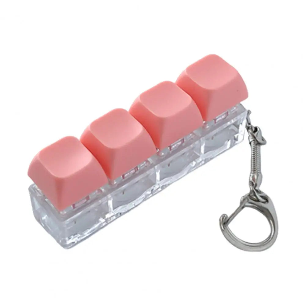 Mechanical Keyboard Fidget Keychain Stress Anxiety Relief Portable Travel Quiet Kids Adults 4 Keys Clicking Sensory Keycap Toy