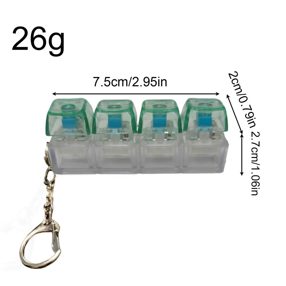Keyboard Fidget Toy LED Keyboard Keychain Crystal Clicker Sensory Toy for Stress Relief Keyboard Keychain Fidget Gadget Portable