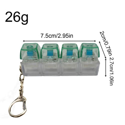 Keyboard Fidget Toy LED Keyboard Keychain Crystal Clicker Sensory Toy for Stress Relief Keyboard Keychain Fidget Gadget Portable
